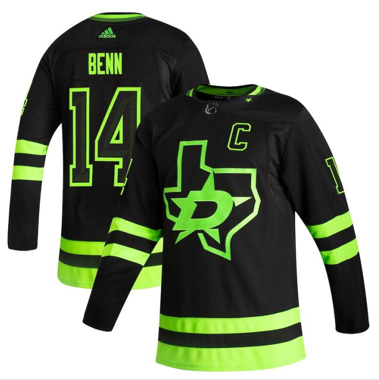 2021 Adidias Dallas Stars 14 Jamie Benn Black Men Reverse Retro Alternate NHL Jersey